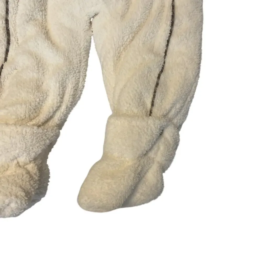 NWT Le Petit Rothschild Plush Snowsuit Soft Hood Baby Size 24 Months Cream Dog